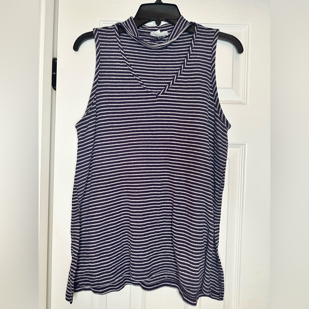 Cloud Chaser Deep Purple and White Striped Tank Top